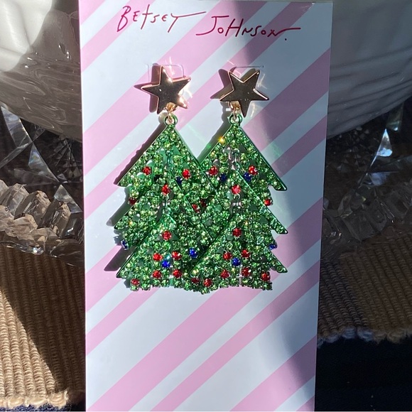 Betsey Johnson Christmas Tree Earrings NWT - Picture 2 of 7